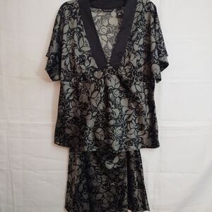 New York and company skirt set black grey